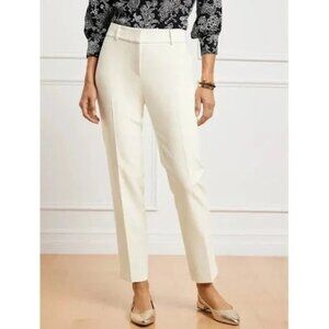 Talbots Hampshire Lightweight Double Cloth Straight Ankle Pants Lined Ivory Sz 8
